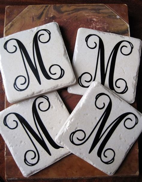 Commercial use fonts & clipart vectors for vinyl cutters. Set of 4 monogram coastersblack by twosisters76 on Etsy ...