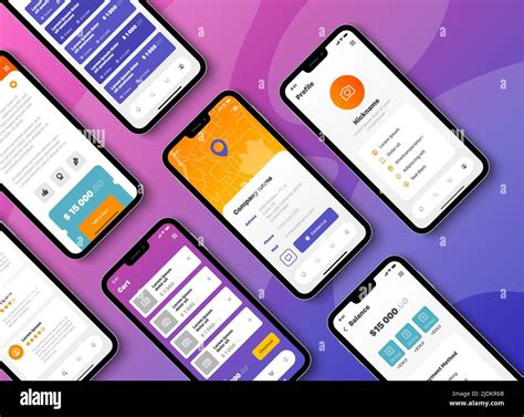 Mobile Apps Smartphone Screens With Different User Interfaces Colorful