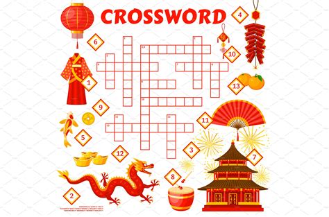 Chinese crossword grid worksheet | Vector Graphics ~ Creative Market