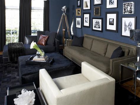 Blue Contemporary Living Room With Gallery Wall Hgtv