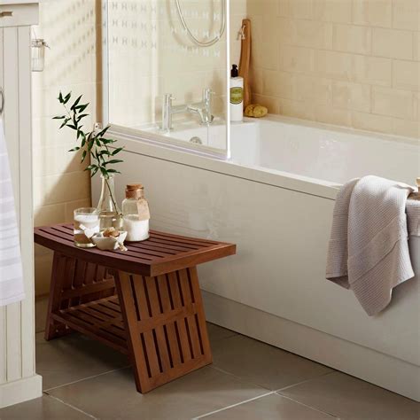 Solid wood spa bench with storage shelf in teak color with 36 reviews and the ecodecors earthyteak harmony 30. HydroTeak Hana Original Teak Shower Bench With Shelf, Teak ...