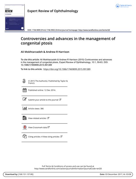 Pdf Controversies And Advances In The Management Of Congenital Ptosis