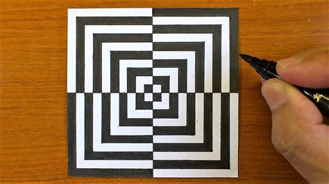 How To Draw Geometric Optical Illusion Art 3d Trick Art On Paper