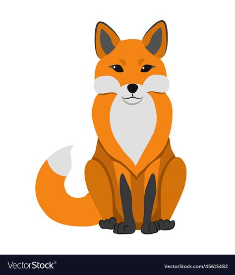 Front View Of Sitting Red Fox Forest Animal Vector Image