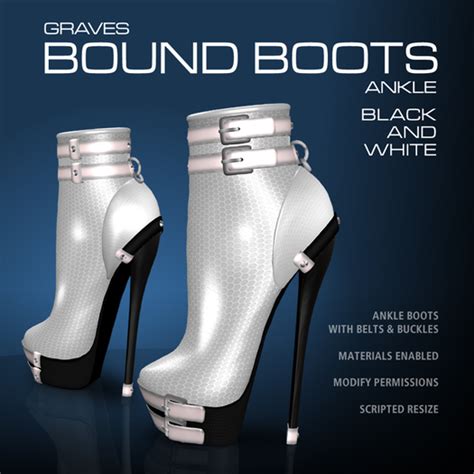 Second Life Marketplace Graves Bound Boots Ankle Black And White