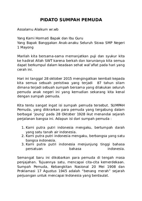 Teks Pidato Tentang Hari Sumpah Pemuda - Kumpulan ...