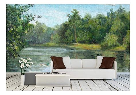 Wall26 Summer Landscape With Trees And Bushes Oil Painting Removable