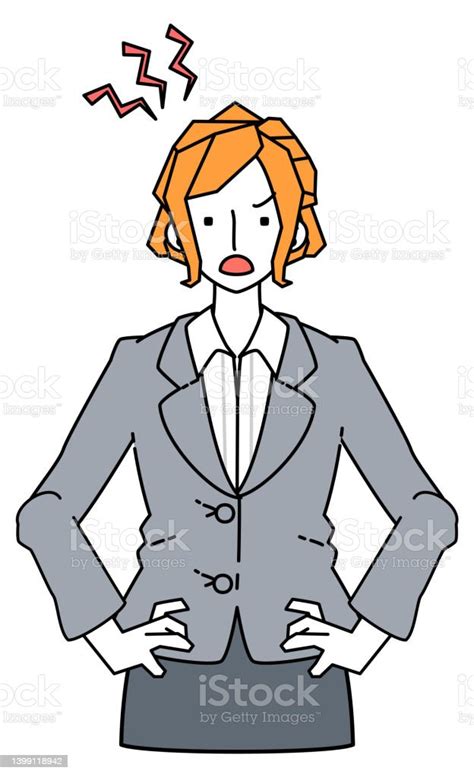 Illustration Of A Businesswoman In A Suit Irritated And Frustrated
