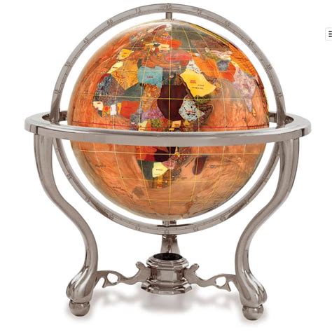 Gemstone Globes Copper Amber Opalite Ocean Globe Floor Standing