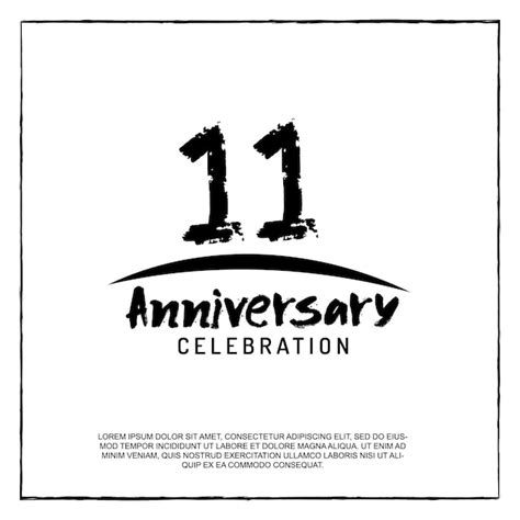 diseño de vector de texto de pincel de logotipo de celebración de aniversario de 11 años