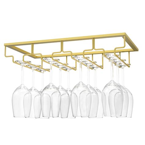 Buy Nuovoware Wine Glass Rack 4 Rows Wine Glass Holder Storage Hanger Metal Organizer Under