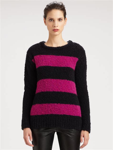 Lyst Boutique Moschino Striped Bouclé Sweater In Black