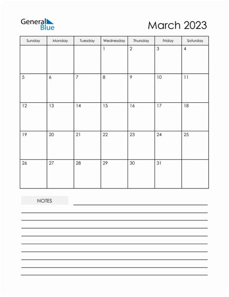 March 2023 Monthly Calendar Pdf Word Excel