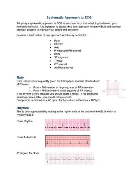 Systematic Approach To Ecg Pdf Electrocardiography Cardiac Arrhythmia
