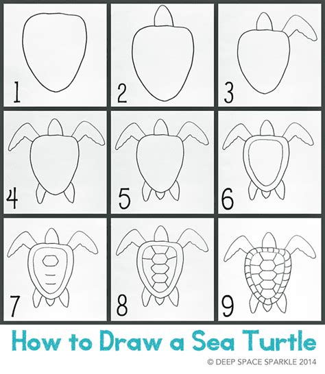 How To Draw A Sea Turtle Handout Deep Space Sparkle