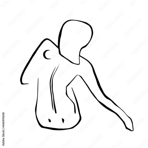 Line Art Drawing Women Body On White Isolated Background Abstract