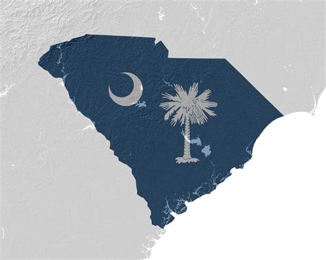 South Carolina Relief Map With Flag Overlay I Made Rsouthcarolina