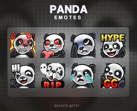 8 X Panda Twitch Emotes Panda Twitch Emotes Etsy