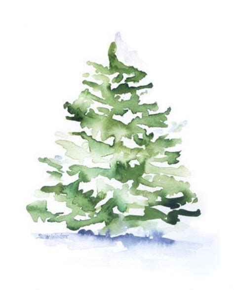 Pine Tree Watercolor Painting Giclee Print Christmas Art Etsy Tree