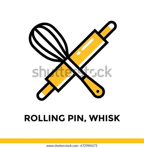Outline Icon Rolling Pin Whisk Bakery Stock Vector Royalty Free