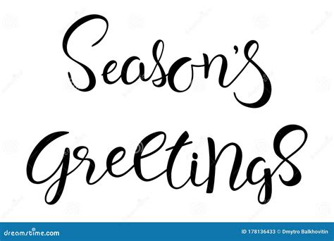 Seasons Greetings Brush Hand Lettering Text Isolated Stock Vector