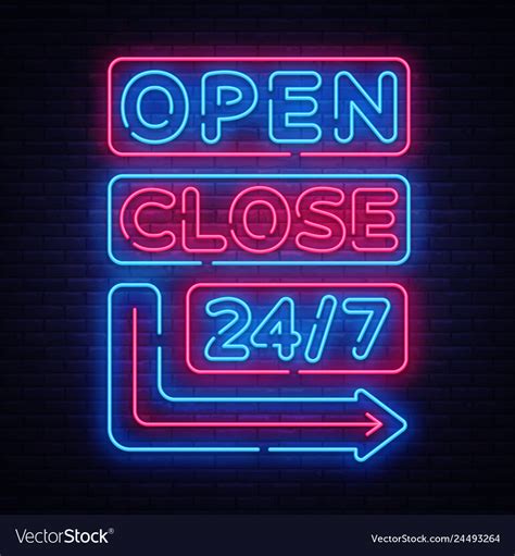 Open Close Neon Signs Neon Signboards Royalty Free Vector