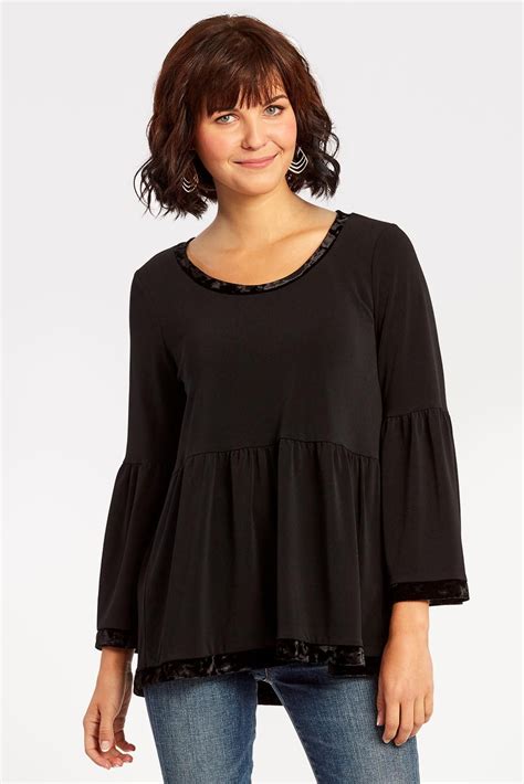 This Black Peplum Top Is Absolutely Adorable The Velvet Trim Detailing