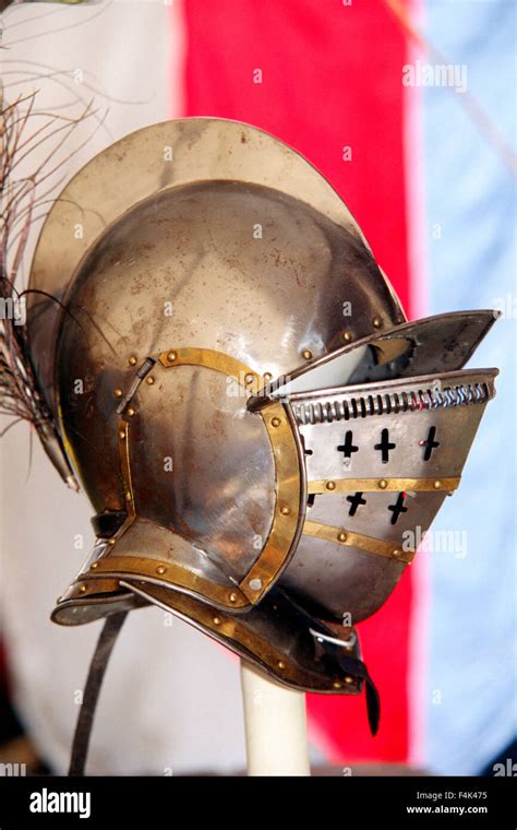 Suit Of Armour Reproduction Helmet Stock Photo Alamy