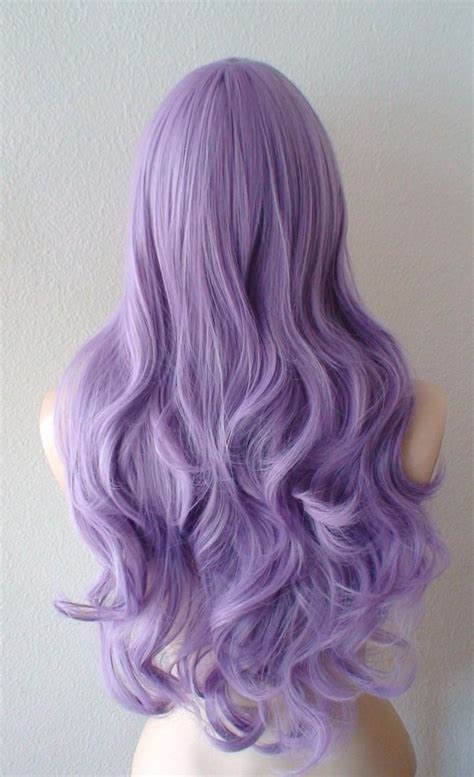 Lavender Wig 26 Curly Hair Side Bangs Wig Heat Friendly Synthetic