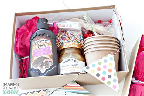 Pack tubs of ice cream into a big bowl of ice. Ice Cream Sundae Gift