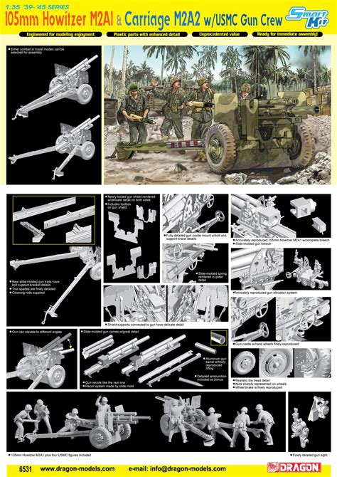 135 Dragon 6531 105mm Howitzer M2a1 And Carriage M2a2 Wusmc Gun Crew