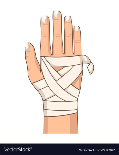 Bandage Hand Bandaging Wrist Injury First Aid Vector Image
