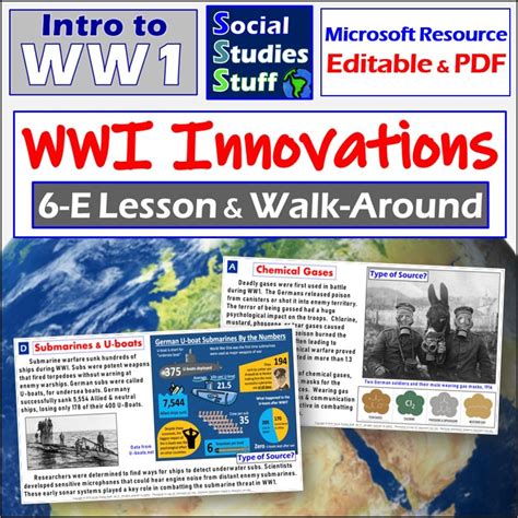 Intro To Wwi Innovations And Technology 5 E Lesson And Walk Around
