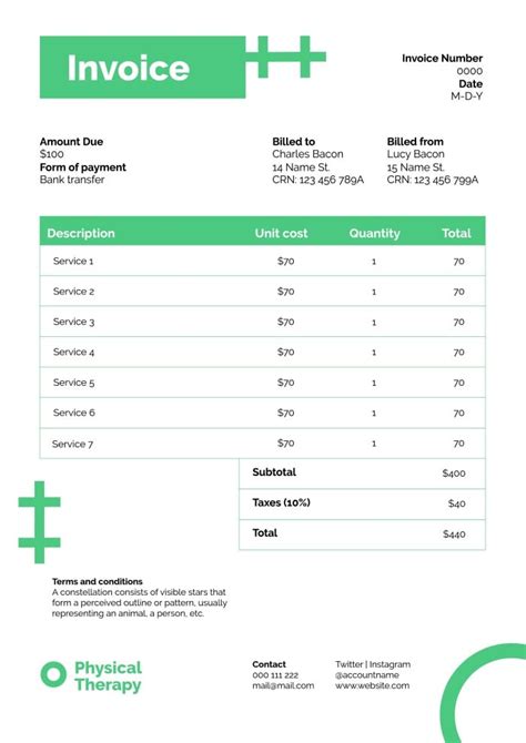 Free Geometric Calypso Physical Therapy Invoice Template