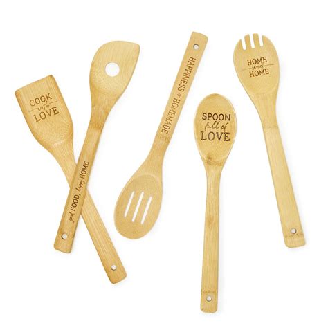 Set of 5 Wooden Spoons With Sayings