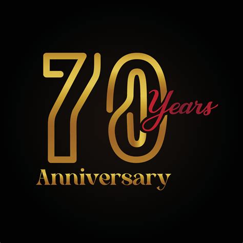 70th Anniversary Celebration Logotype With Handwriting Golden And Red