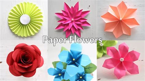 6 Easy Paper Flowers Flower Making Diy Youtube