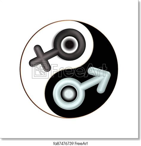 Free Art Print Of Yin And Yang Male Female Gender 3d Symbol Isolated Mandala Design Spiritual