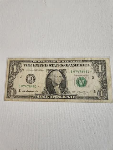 1 One Dollar Bill Star Note 2013 B Duplicate Serial Number Error 200