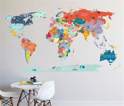 The Lovely Wall Co Interactive World Map World Map Wall Decal Map