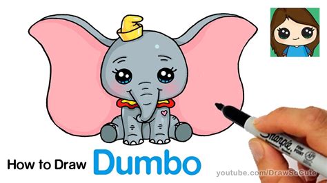 How To Draw Dumbo Easy And Cute Youtube