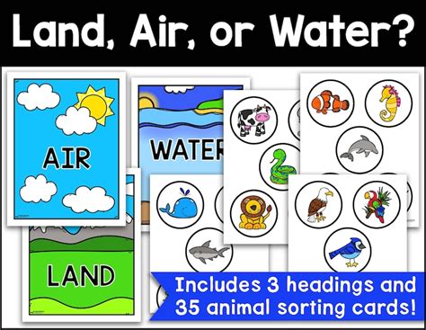Animal Sort Air Land And Water Animals Animal Sorting Etsy