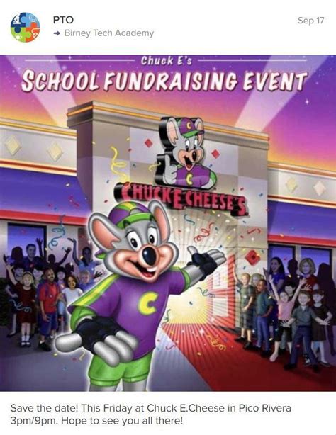 Chuck E Cheese Fundraiser This Friday Birney Tech Academy