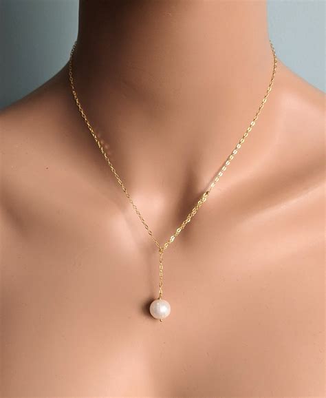 Freshwater Pearl Gold Filled Lariat Necklace Pearl Drop Etsy