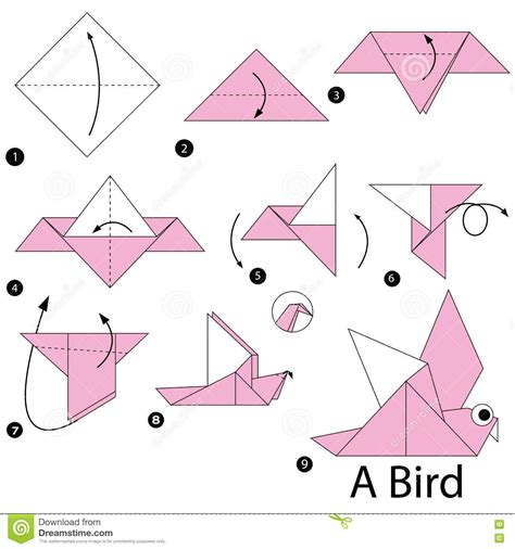Step Instructions Make Origami Bird Lentine Marine
