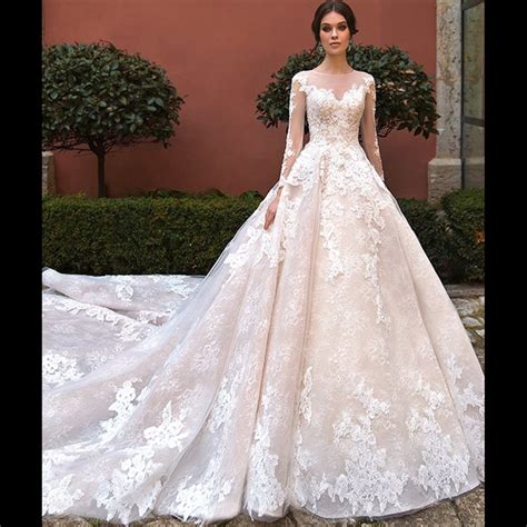 Whatever you're shopping for, we've got it. Custom Made New Design Lace Long Train Ball Gown Wedding Dress With Long Sleeve 2019-in Wedding ...