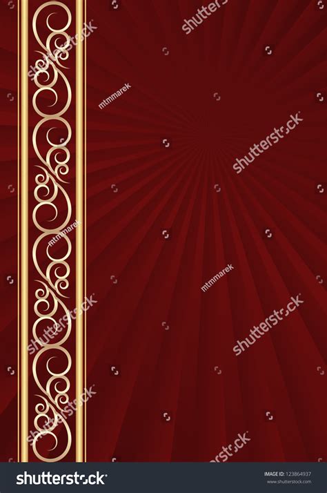 Maroon Background Golden Ornaments Stock Vector Royalty Free 123864937