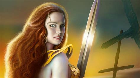 1080p Free Download Red Sonja Art Redhead Amazon Yellow Woman