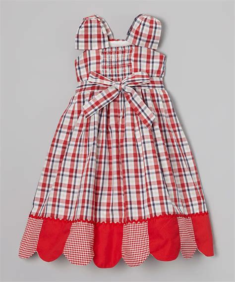 Red And Gray Plaid Rosette Dress And Headband Toddler And Girls Dress