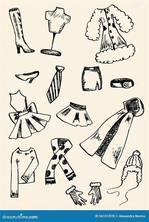 Clothing Doodle Set Stock Vector Illustration Of Drawing 56151870